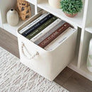 OrganiHaus 11x11 Cube Storage Bins 4 Pack, Foldable Cube Storage Organizer w/ Rope Handles, Collapsible Fabric Bins for Toys, Clothes & Closet Organization, Fabric Square Baskets - Off-White by CozyNest Decor