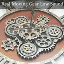 30Inchs Moving Gears Wall Clock, Oversized Wall Clocks, Clock Living Room Decor, Solid Wood Frame, Battery Operated, Large Wall Clock with Steampunk Industrial for Fireplace(Black Walnut) by CozyNest Decor