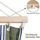 SUNCREAT Double Hammock, Extra Large Quilted Fabric Swing with Hardwood Spreader Bars & Detachable Pillow, Heavy Duty, Perfect for Indoor/Outdoor Patio, Deck, Yard, Blue&Aqua by GreenHaven Gardens