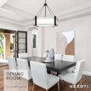 20.4''Drum Chandelier,5-Light Fabric Modern Chandeliers,Black Farmhouse Round Pendant Light Fixture for Dining Room Kitchen Island Living Room Bedroom Hallway by CozyNest Decor