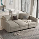 Belffin Modular Velvet Sectional Sofa with Chaise Lounge Sectional Sleeper Sofa with Storage Chaise Bed Couch for Living Room Grey by CozyNest Decor