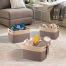 4 Pack Storage Baskets for Organizing, Woven Baskets for Shelves - Perfect for Toys, Books, Towels, and Clothes, Durable Gift Basket Bins Toy Storage, 13''L x9''W x7.8''H, Black and Brown by CozyNest Decor