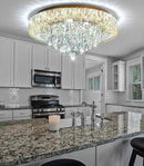 23.6'' Modern Crystal Chandeliers LED Dimmable Flush Mount Ceiling Chandeliers for Living Room Entrance Foyer Bedroom Gold by CozyNest Decor