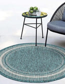 Unique Loom Outdoor Border Collection Area Rug - Soft Border (13' Round, Teal/ Ivory) by GreenHaven Gardens