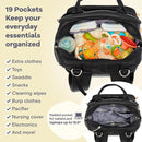 RUVALINO Diaper Bag Backpack-Multifunction Baby Travel Bag with Changing pad, Insulated Bottle Holders & Pacifier Case, Large Capacity, Waterproof, Black Leopard by TinyTreasures Baby Boutique