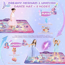 New Mermaid&Unicorn Dance Pad with 2-Players for Kids, Light-up Dancing Mat with Wireless Bluetooth, Birthday for 3 4 5 6 7 8 Year Old Girls Toddlers by TinyTreasures Baby Boutique