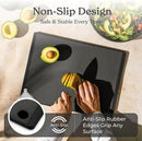 SMIRLY Plastic Cutting Board Set 3 Pieces, Non-Slip Dishwasher Safe Chopping Boards for Kitchen, Dark Grey by CozyNest Decor