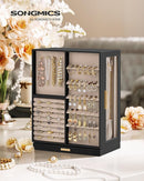 SONGMICS Jewelry Box 360° Rotating, Jewelry Storage Case with 7 Drawers, Jewelry Organizer, Glass Window, Spacious, Vertical Jewelry Storage, Open Design, Great Gift, Ink Black UJBC201B01 by TinyTreasures Baby Boutique