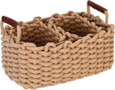 Sea Team 3-Pack Rectangle Woven Cotton Rope Storage Baskets with Handles, Shelf Basket, Closet Organizers, 3-in-1, Khaki by CozyNest Decor
