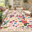 Floral 8x10 Area Rug Machine Washable Soft Print Boho Carpet Non Slip Doormat Low Pile Flower Area Rugs for Living Room Bedroom Nursery Kitchen Dining Room Indoor-Pink by TinyTreasures Baby Boutique