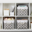 Bidtakay Basket Storage Bins Baskets for Organizing Set of 3 Collapsible Cloth Storage Linen Closet Organizer 15 X 11 X 9.5 Inches Large Foldable Baskets for Shelves (White&Quatrefoil Grey) by TinyTreasures Baby Boutique