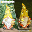 Garden Gnome Statue with Bee Solar Lights, Resin Gnome Figurine for Outdoor Decor, Porch Patio Yard Decorations by GreenHaven Gardens