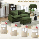 URRED Modular Sectional Sofa Comfy Cloud Couch, Modern Corduroy Sofa Sleeper Deep Seat Couches with Ottoman/Pillows for Living Room (Green, 82.6''- L Shape) by CozyNest Decor