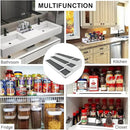 3 Tier Expandable Spice Rack Organizer, Plastic Spice Rack, Adjustable Length 14.6In-25.8In, Non-Skid Tiered Spice Shelf Organizer for Kitchen Cabinet, Cupboard, Pantry, White/Grey by CozyNest Decor
