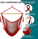 JoyView Hammock Chair with Spreader Bar Caribbean Hammock Swing Chair 300 LBS Weight Capacity XL Rope Hanging Chair for Outdoor Indoor Garden Yard - Red by GreenHaven Gardens