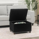 Joveco Storage Ottoman Bench, Rectangle 24″ Linen Foot Rest Stool Square Footstool for Living Room, Bedroom, Black by CozyNest Decor
