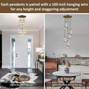 Gold 5 Light Cluster Pendant Lighting, Raindrop Chandeliers Brass Dining Room Lights Fixture, Teardrop Pendant Lights Kitchen Island, Hanging Lamp Ceiling for Entryway Foyer Staircase by CozyNest Decor