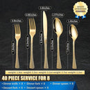 Hammered Gold Silverware Set for 8,Stainless Steel 40-Piece Modern Cutlery Set,Mirror Polished Heavy Duty Flatware Set Utensil Set,Knives Spoons and Forks Set,Dishwasher Safe by CozyNest Decor