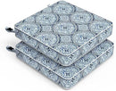 LVTXIII Patio Chair Cushions 22"x22"x3", Water-Repellent Outdoor Seat Cushions for Patio Furniture, Square Chair Pads with Ties for Home Garden Decoration, Set of 2, Medallion Blue by GreenHaven Gardens