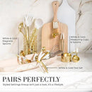 White Silicone and Gold Cooking Utensils Set with Gold Utensil Holder - 7-Piece Silicone Cooking Tools - Ideal for Nonstick Cookware and Stylish Modern Kitchens - Luxury Kitchen Accessories by CozyNest Decor