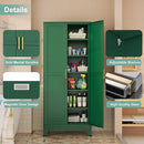 Metal Pantry Cabinet with 2 Doors and 5 Adjustable Shelves, 75" Kitchen Storage Cabinet with Gold Handles, Versatile Storage for Laundry, Living, Bathroom, Dining, Utility Room - Green by CozyNest Decor