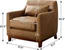 Extra Deep Accent Chair, Comfy Fabric Armchair with Wood Base, Upholstered Single Sofa Chair for Living Room & Bedroom, Faux Leather Brown by CozyNest Decor