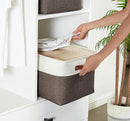 DECOMOMO Storage Baskets for Shelves - Fabric Closet Organizers and Storage Bins, Perfect Baskets for Organizing Closet Toys Nursery (Brown and White, XL - 3 Pack) by CozyNest Decor