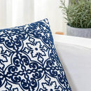 HWY 50 Navy Blue Decorative Throw Pillow Covers 18x18 Inch, Pack of 2 Embroidered Cotton Farmhouse Cushion Cover Pillow Case for Sofa Couch Living Room Bed Bedroon, Modern Pattern by CozyNest Decor