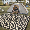 Outdoor Plastic Straw Rug, Waterproof Mat, Washable Large Floor Mat and Rug for Outdoors, RV, Beach, Patio, Camping, Backyard, Deck, Picnic, Indoor Outside (6x9ft,Geometry/Black&Beige) by GreenHaven Gardens