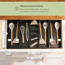Adjustable Kitchen Drawer Organizer for Utensils and Junk, Food-Safe Contract Grade with 100% Sustainable Wood, Expandable from 16 to 28 Inches Wide - Black Bamboo by CozyNest Decor