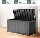 DRATO 100 Gallon Large Deck Box, Outdoor Storage Box for Patio Furniture, Patio Cushions, Gardening Tools, Pool Supplies,660lbs Weight Capacity,Waterproof Resin Storage Boxes by GreenHaven Gardens
