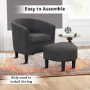 INZOY Modern Accent Chair with Ottoman for Small Space, Club Chair with Ottoman Set, Comfy Fabric Barrel Reading Chairs for Living Room Bedroom, Round Reading Chair with Foot Rest, Dark Grey by CozyNest Decor