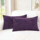 CaliTime Throw Pillow Covers Decorative 12 X 20 Inches Pack of 2 Cozy Chenille Cushion Cases for Couch Sofa Bed Living Room Home Plum Purple by CozyNest Decor