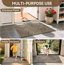 Front Door Mat Outside Entrance, Non Slip Rubber Backing, Trap Dirt and Moisture, Easy Clean Low Profile Welcome Floor Mats for Patio Porch Indoor Outdoor Entry Mat, 24x35 Inch, Brown by CozyNest Decor