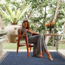 CAMILSON Outdoor Rug, 6x9 Bordered Navy Blue Gray Modern Area Rugs for Indoor and Outdoor Patios, Porches Waterproof Washable Porch Deck Outside Carpet (Bordered Navy, 6 x 9) by CozyNest Decor