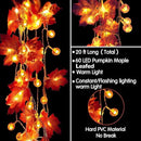 2 Pack Fall Garland with Pumpkin Lights Halloween Decorations Indoor 60 LED 20 Ft Enlarged Maples Leaves Fall Lights Battery Operated Halloween Garland Thanksgiving Decor Home Indoor Outdoor Christmas by CozyNest Decor