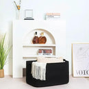 MINTWOOD Design 22in Extra Large Blanket Basket Holder Living Room, Rectangle Rope Woven Storage Basket with Handles for Laundry, Pool Towels, and Shoes, Dog Toy Organizer Bin Box, Full Black by GreenHaven Gardens