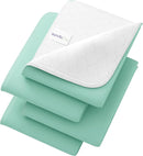 Incontinence Bed Pads - 4 Pack 34"x36" Reusable Waterproof Mattress Protectors - Highly Absorbent, Machine Washable - for Children, Pets and Seniors - Green - Royal Care by TinyTreasures Baby Boutique