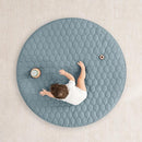 Comfy Cubs Round Kids Play Mat - Medium 48 inches Soft Quilted Baby Floor Mat with Non-Slip Bottom - Plush Design for Toddlers' Playtime and Relaxation - Comfortable and Durable - Pacific Blue by TinyTreasures Baby Boutique