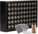 AllSpice Spice Rack Organizer, Wood, 525 Unique Labels, Countertop or Wall Mount, Includes 60 4oz Jars- Matte Black by CozyNest Decor