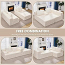 Hobestluk 96“ Modular Sectional Sofa Couches L-Shape Couch 3 Seat Modular Sofa Memory Foam Sectional Couches for Living Room, Cloud Couch with Oversized Chaise (White, Stripe (Right Facing Chaise)) by CozyNest Decor