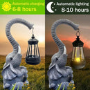 10.6 Inch Statue Elephant with Solar Outdoor Lights for Garden Decor，Lucky Present with Appeal for Birthdays(Man and Women and Family)，Unique Housewarming Presents and Yard Decor. (Gray) by CozyNest Decor