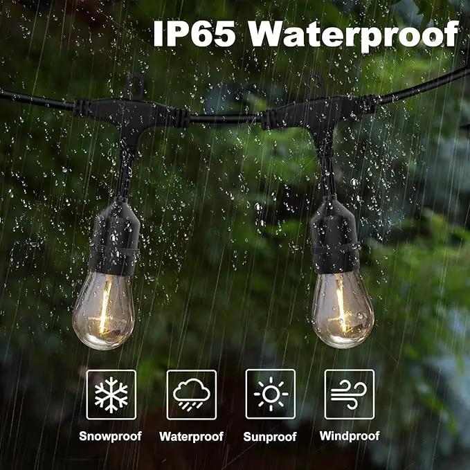 Achin Outdoor String Lights 150 Feet LED Waterproof Patio Lights with 50 Shatterproof Dimmable Warm Edison Bulbs String Lights for Outdoor Gazebo Bistro Wedding Birthday Party Lights, Connectable, photo 3 of 6