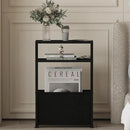 Black Side Table, Slim Side Table with Magazine Rack, Bathroom Table for Small Spaces, Narrow Bedside Table for Living Room, Bedroom
