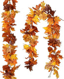DearHouse 2 Pack Fall Maple Leaf Garland - 5.9Ft/Piece Hanging Vine Artificial Autumn Foliage for Thanksgiving, Home, Wedding, Fireplace, Party, Christmas Decor (Light Orange) by CozyNest Decor