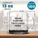 Custom Libbey Clear Glass Coffee Mugs 13 oz. Set of 100, Personalized Bulk Pack - Perfect for Coffee, Tea, Espresso, Hot Cocoa, Other Beverages - Black Bottom by TinyTreasures Baby Boutique