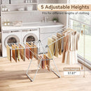 APEXCHASER Clothes Drying Rack, Foldable Drying Rack Clothing, Sturdy Metal Laundry Drying Rack, Height-Adjustable Gullwing, Easy to Fold, Space-Saving, for Indoor Outdoor, White by TinyTreasures Baby Boutique