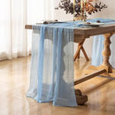 Cheesecloth Light Blue Table Runner Gauze Rustic Cheese Cloth Table Runner 120 Inch 10 FT for Wedding Baby Shower Bridal Shower Birthday Party Sheer Home Boho Decorations by CozyNest Decor