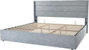 Allewie King Size Lift Up Storage Bed, Modern Wingback Headboard, Hydraulic Support, No Box Spring Needed, Grey Blue by CozyNest Decor