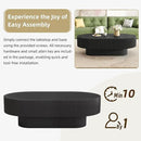 43.3" Oval Fluted Coffee Table Modern Elegant Drum End Table, Minimalist Center Table 7.8" Thick Tabletop with Sturdy Base for Living Room, Bedroom, Apartment,Easy Assembly, Black by CozyNest Decor